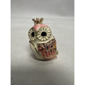 Owl w/ Crown with Rhinestone Jewelry Trinket Box
